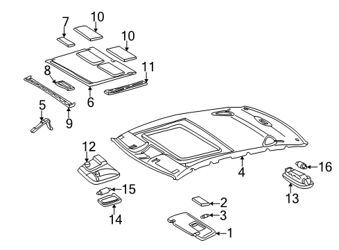 2000 Mercedes-Benz E430 Interior Trim - Roof Diagram