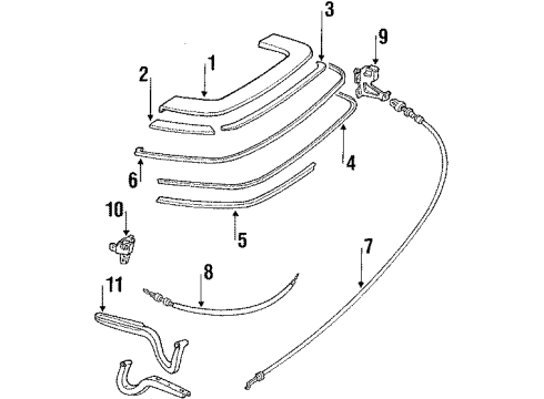 1986 Mercedes-Benz 560SL Roof Cover & Components Diagram