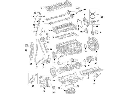 2020 Mercedes-Benz E53 AMG Engine Parts & Mounts, Timing, Lubrication System Diagram 1