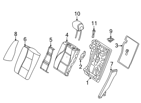 2021 Mercedes-Benz GLE53 AMG Rear Seat Components Diagram 1