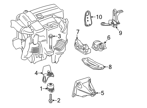 2012 Mercedes-Benz C63 AMG Engine & Trans Mounting Diagram 1