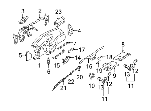 Instrument Panel Diagram for 221-680-04-88-8L72