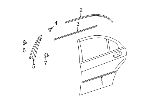 2008 Mercedes-Benz S65 AMG Exterior Trim - Rear Door Diagram