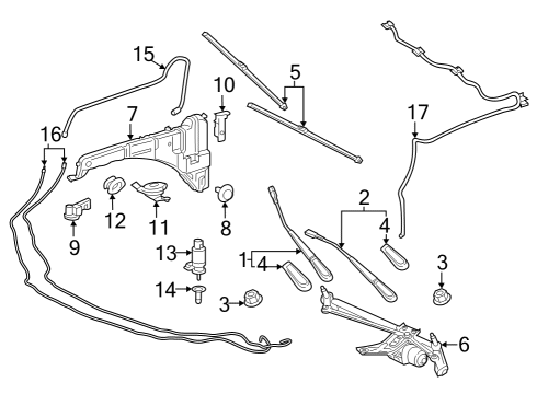 Washer Reservoir Front Bracket Diagram for 177-869-12-00