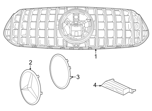 Grille Assembly Diagram for 167-888-83-00