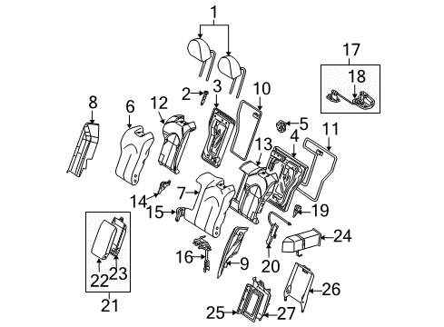 2008 Mercedes-Benz CLK550 Rear Seat Components Diagram 2