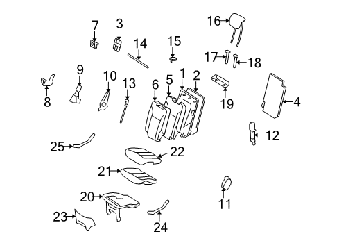 Seat Back Pad Diagram for 164-930-09-16