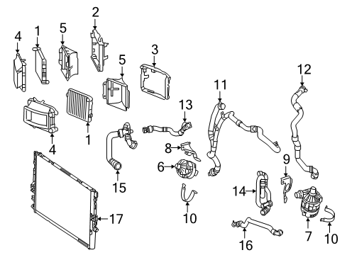 2020 Mercedes-Benz C63 AMG Radiator & Components Diagram 1