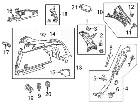 Lower Pillar Trim Diagram for 253-690-36-01-9051