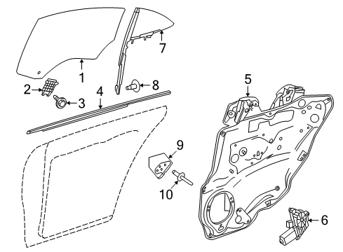 2018 Mercedes-Benz CLS63 AMG S Rear Door - Glass & Hardware Diagram