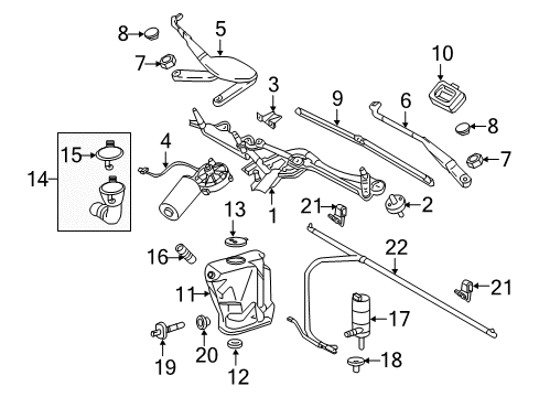 2011 Mercedes-Benz SL550 Wiper & Washer Components, Body Diagram