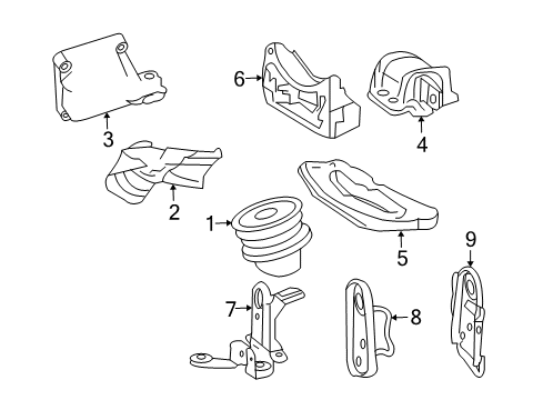 2011 Mercedes-Benz E63 AMG Engine & Trans Mounting Diagram