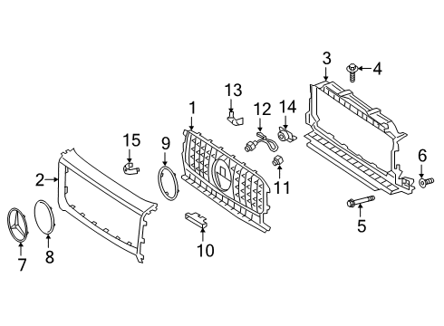 2022 Mercedes-Benz G63 AMG Grille & Components Diagram