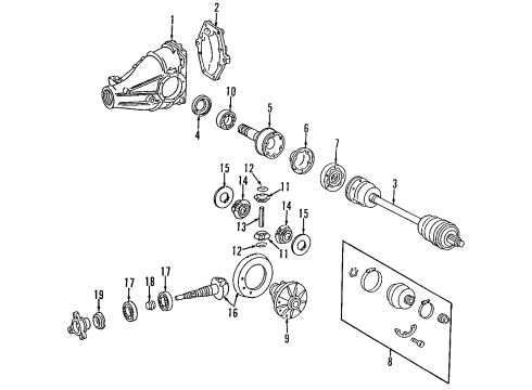 Inner Axle Shaft Diagram for 124-350-58-45