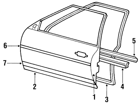 1988 Mercedes-Benz 190D Front Door, Body Diagram