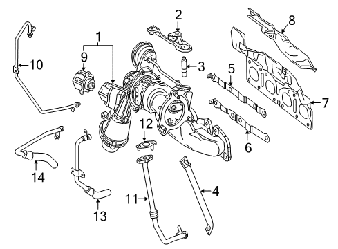 Turbocharger Stud Diagram for 002-990-28-14