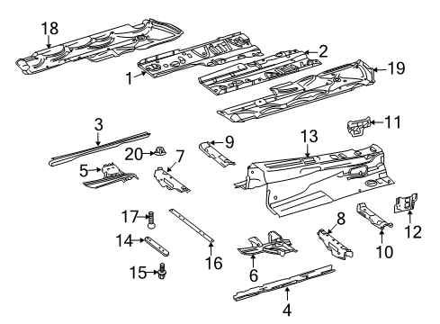 2012 Mercedes-Benz C250 Pillars, Rocker & Floor - Floor & Rails Diagram