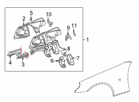 Front Sidemember Cover Diagram for 170-626-09-30