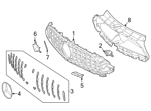 2022 Mercedes-Benz SL55 AMG Grille & Components Diagram