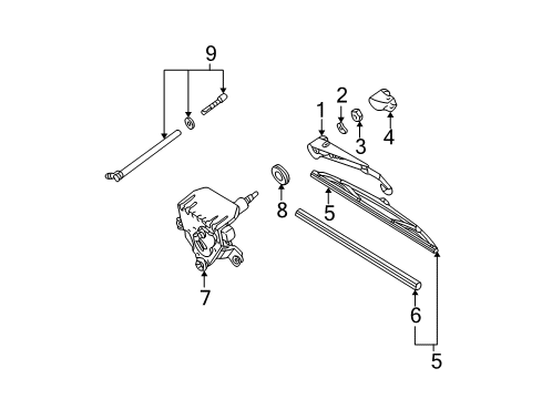 2001 Mercedes-Benz ML55 AMG Wiper & Washer Components Diagram 1