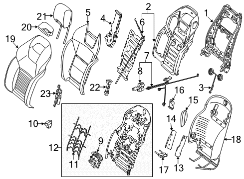 Seat Back Cover Diagram for 231-910-07-47-64-3E03