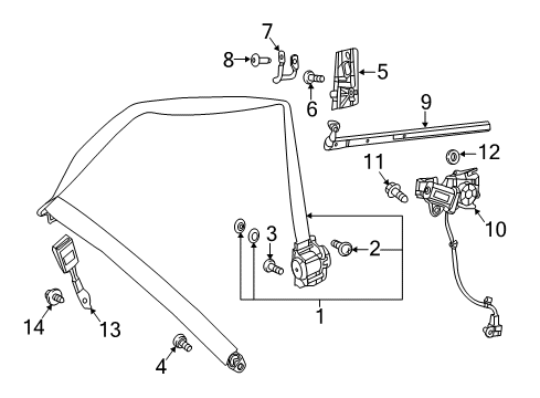 Belt & Retractor Lower Bolt Diagram for 009-990-63-04