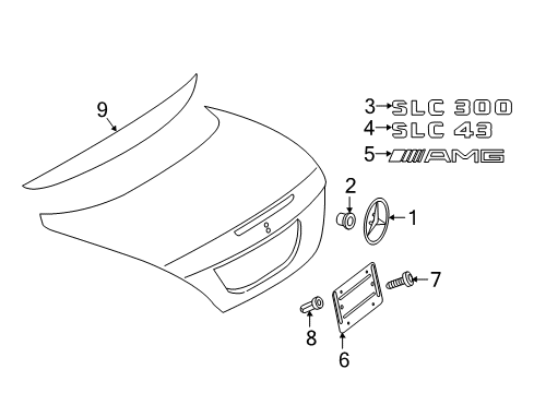 2020 Mercedes-Benz SLC43 AMG Rear Spoiler, Exterior Trim, Body Diagram