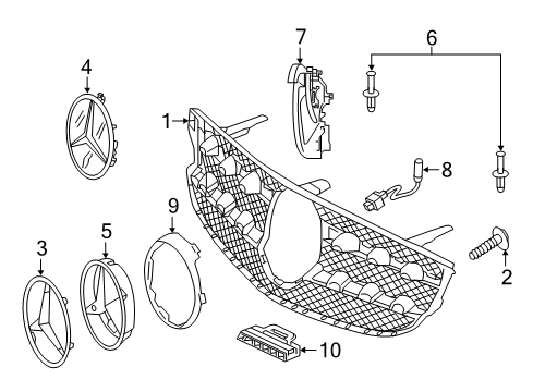 2018 Mercedes-Benz GLC63 AMG Grille & Components Diagram 1