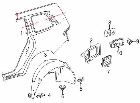 2018 Mercedes-Benz GLS63 AMG Quarter Panel & Components Diagram