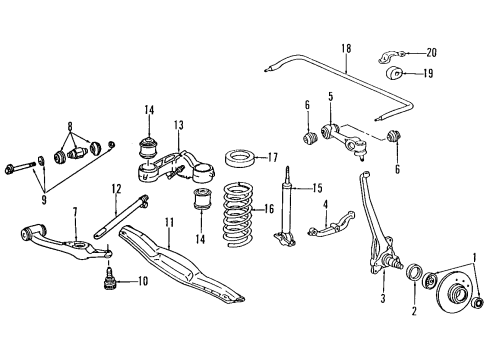 1990 Mercedes-Benz 560SEC Front Suspension Components, Lower Control Arm, Stabilizer Bar