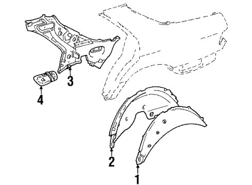 1988 Mercedes-Benz 420SEL Quarter Panel - Inner Structure Diagram