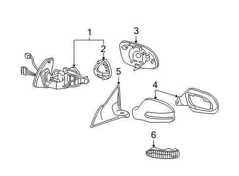 2003 Mercedes-Benz CLK500 Outside Mirrors Diagram