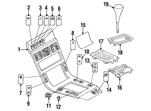 1993 Mercedes-Benz 500SEC Front Console, Rear Console Diagram 2