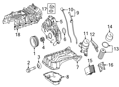 2017 Mercedes-Benz E550 Engine Parts & Mounts, Timing, Lubrication System Diagram 1