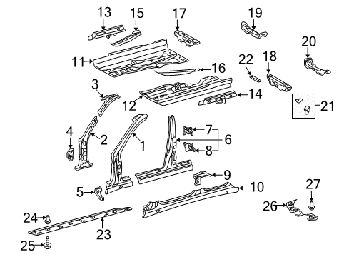 Inner Hinge Pillar Cover Diagram for 210-637-06-40