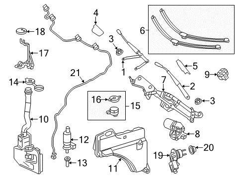 2015 Mercedes-Benz ML63 AMG Windshield - Wiper & Washer Components Diagram