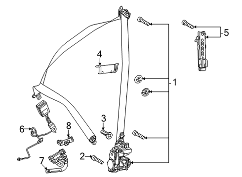 Lap & Shoulder Belt Diagram for 167-860-18-02-9C94