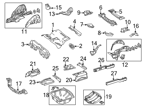 2011 Mercedes-Benz GLK350 Rear Floor & Rails Diagram