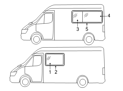 2017 Mercedes-Benz Sprinter 3500 Side Panel - Glass & Hardware Diagram 1