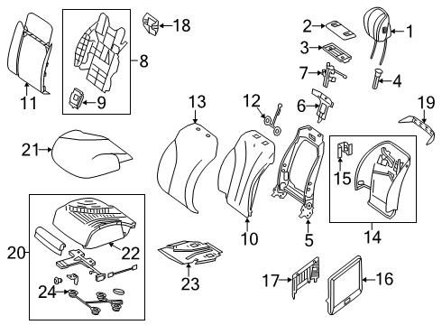 Headrest Lower Cover Diagram for 222-910-14-12-9051