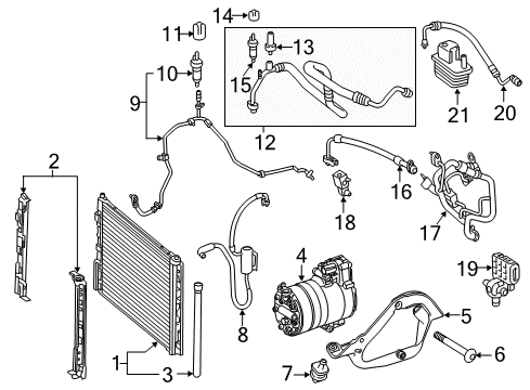 2015 Mercedes-Benz B Electric Drive A/C Condenser, Compressor & Lines