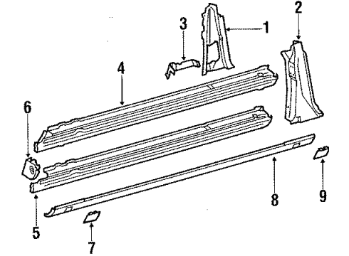 1989 Mercedes-Benz 560SEC Center Pillar & Rocker Diagram