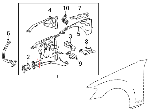 2011 Mercedes-Benz CL600 Structural Components & Rails Diagram