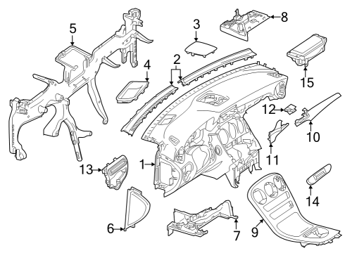 Instrument Panel Diagram for 253-680-00-87-28-9J38