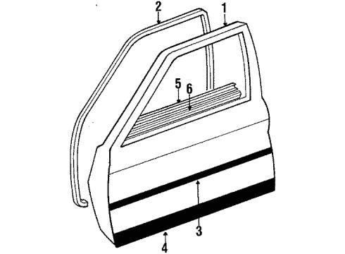 1988 Mercedes-Benz 260E Front Door, Body Diagram