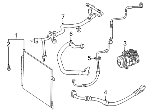 2023 Mercedes-Benz GLE63 AMG S Condenser, Compressor & Lines Diagram 1