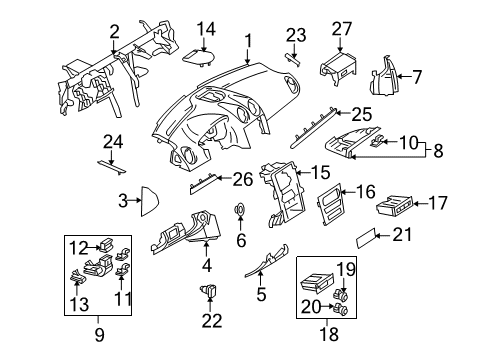 Instrument Panel Diagram for 164-680-28-87-8K52