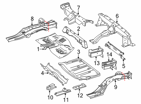 2017 Mercedes-Benz GLS63 AMG Rear Floor & Rails Diagram