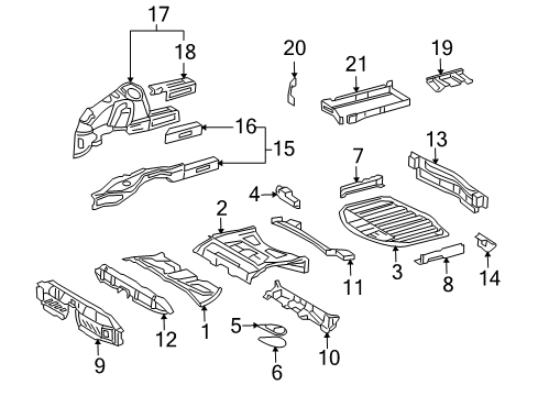 2006 Mercedes-Benz CLS500 Rear Body - Floor & Rails Diagram