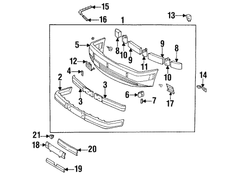 1988 Mercedes-Benz 260E Front Bumper Diagram